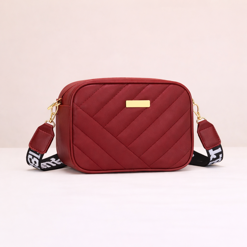 Chevron CrossBody Bag Maroon