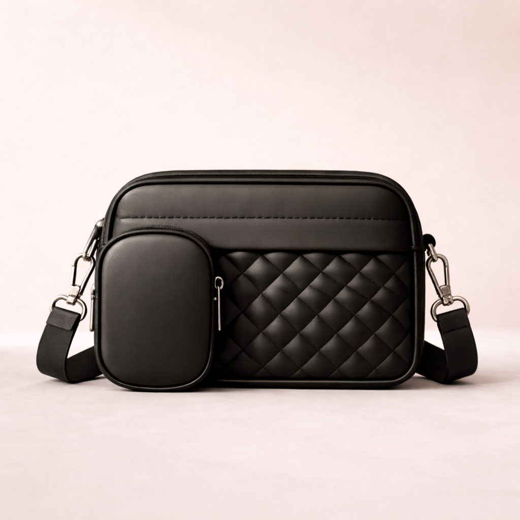 Quilted Coin Pocket Bag Black
