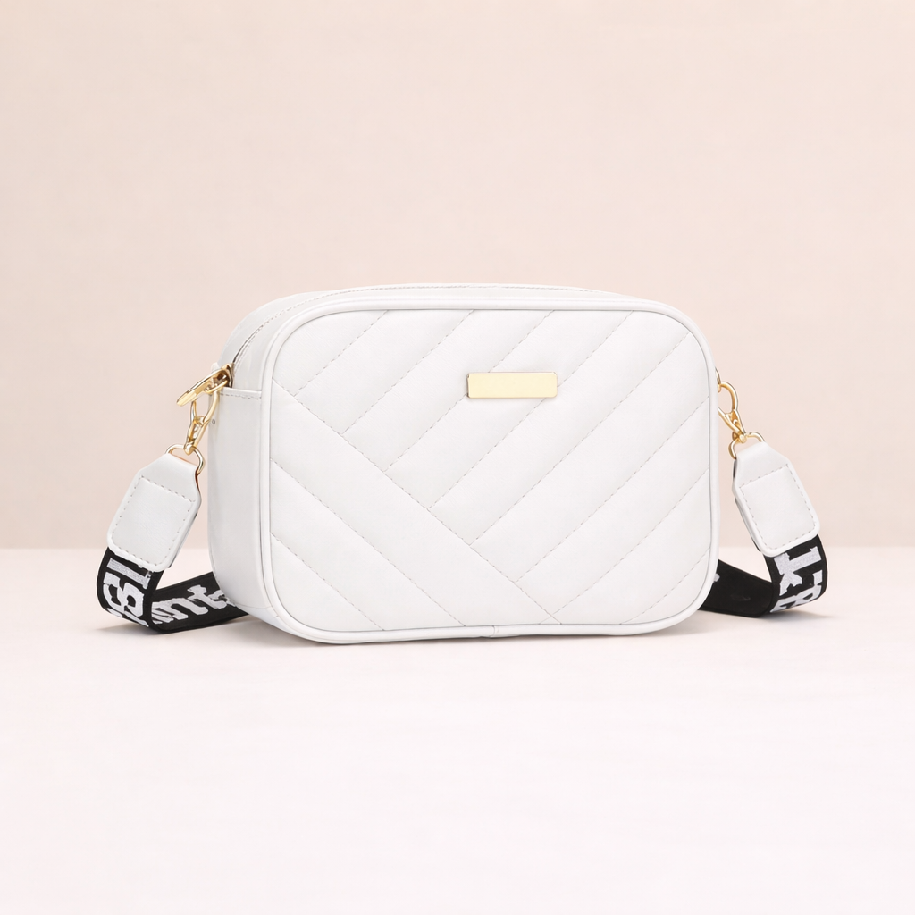Chevron CrossBody Bag White